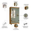 Ver imagem 3 de Guarda Roupa Casal 103cm Espelho Lipion Cinamomo/Sálvia a02 - Mpozenato