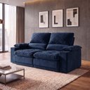 Ver imagem 1 de Sofá Veneza 1,80m Retrátil Reclinável Azul USB e Porta Copos - King House
