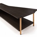 Ver imagem 5 de Mesa de Centro Caribe 170cm em Madeira Laminada Ébano com Metal Champanhe