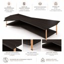 Ver imagem 6 de Mesa de Centro Caribe 170cm em Madeira Laminada Ébano com Metal Champanhe
