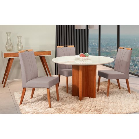 Mesa de jantar + 4 cadeiras Milão Tampo Redondo 120 cm Peach
