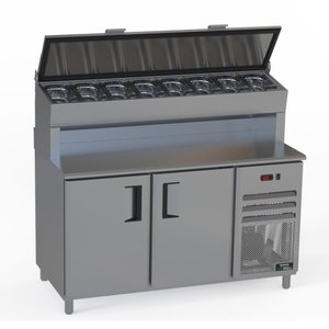 Balcão Condimentador Alto Refrigerado Venâncio 150cm Linha Prime Exterior Inox Interior Aluzinco