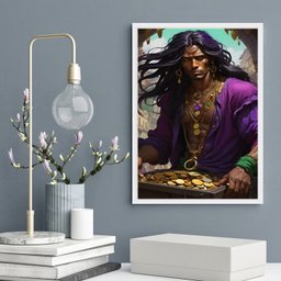 Quadro Cigano Vladimir - Pote Ouro 33x24cm:madeira Preta - 2