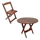 Ver imagem 4 de Mesa Dobrável De Madeira Redonda 90cm Com 6 Cadeiras Imbuia - Tarimatã