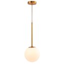 Ver imagem 1 de Lustre Pendente Orby Dourado Vidro Bola Opaca Leitosa Luxo Cozinha Cabeceira Escritório Inl96