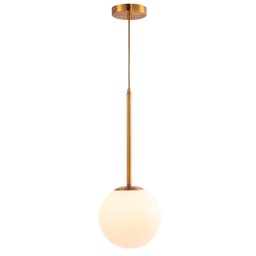 Lustre Pendente Orby Dourado Vidro Bola Opaca Leitosa Luxo Cozinha Cabeceira Escritório Inl96 - 1