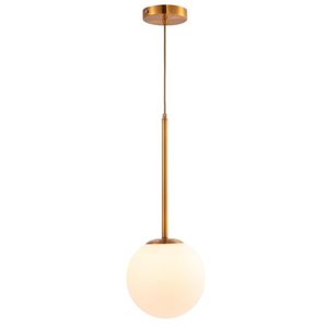 Lustre Pendente Orby Dourado Vidro Bola Opaca Leitosa Luxo Cozinha Cabeceira Escritório Inl96
