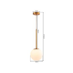 Lustre Pendente Orby Dourado Vidro Bola Opaca Leitosa Luxo Cozinha Cabeceira Escritório Inl96 - 3