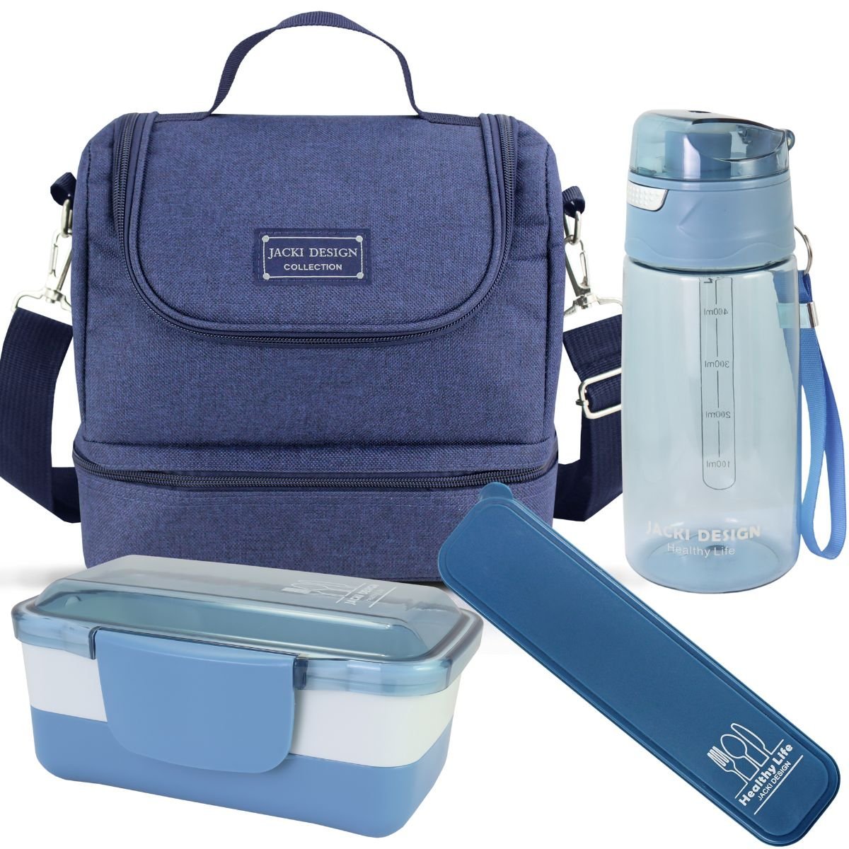 Kit Bolsa Térmica Lancheira Marmita Garrafa Porta Talher Fit Jacki Design Bolsa Térmica Com Alça Fem - 1