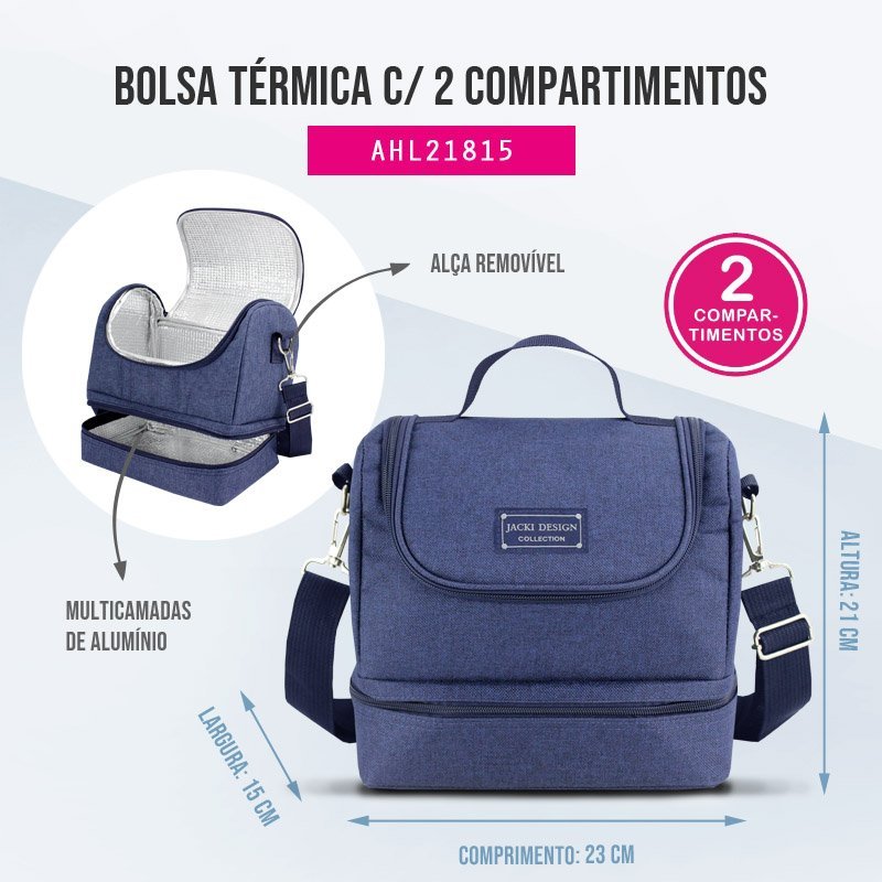 Kit Bolsa Térmica Lancheira Marmita Garrafa Porta Talher Fit Jacki Design Bolsa Térmica Com Alça Fem - 2