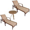 Ver imagem 1 de Kit 2 Espreguiçadeiras e Mesinha para Piscina e Jardim Marrom Capuccino