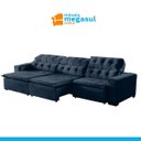 Ver imagem 5 de Sofá Retrátil Reclinável 6 Lugares 320cm com Pillow Veludo Azul Alasca Megasul