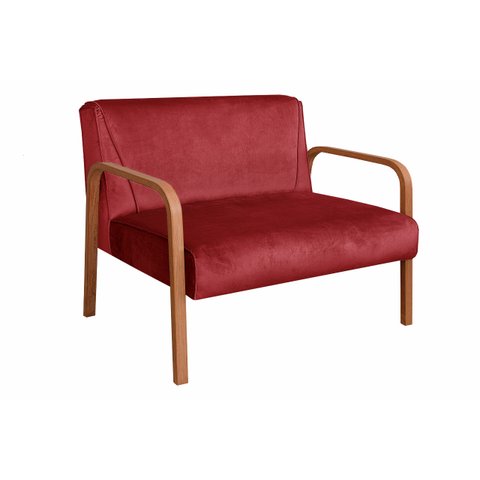 Sofá Namoradeira 2 Lugares Anita Braço De Madeira - Suede Bordô