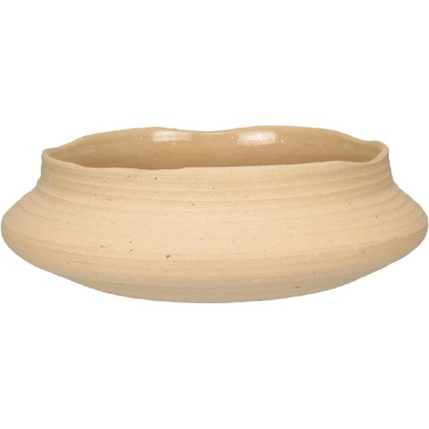 Centro de Mesa Decorativo de Cerâmica Bege 7x27x27cm Sala Jantar Decoração