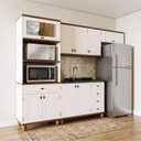 Ver imagem 1 de Cozinha Compacta Modulada 4 Peças Madeira Maciça Linha Joy Branco/Off White/Nogueira