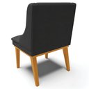 Ver imagem 6 de Kit 3 Cadeiras Decorativas Sala de Jantar Base Fixa de Madeira Firenze PU Preto Fosco/Castanho G19 -