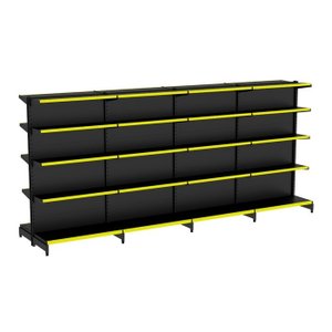 Gondola Centro 170 Fit Ate 4 Metros Preto 40 Bandeja Pe Amarelo