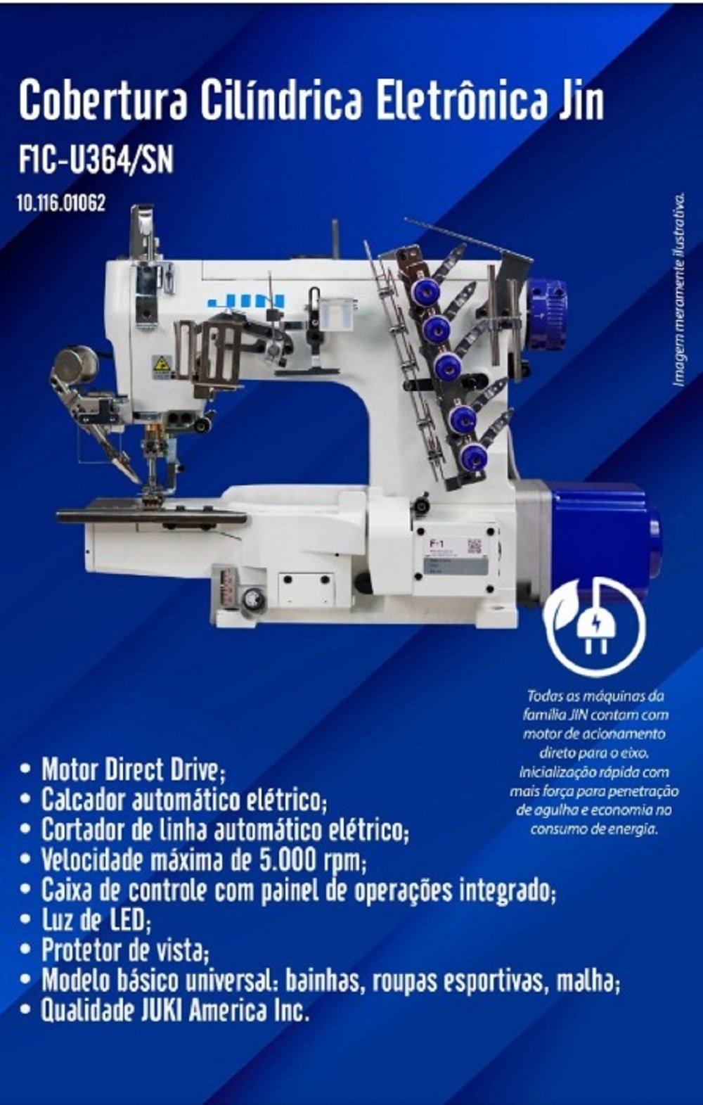 Cobertura, Cilíndrica Eletrônica Juki Jin-f1c U364/sn- 220v - 2