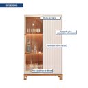 Ver imagem 5 de Cristaleira Mondrian 2 Portas com LED Bege/Off White/Freijó