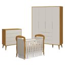 Ver imagem 1 de Quarto de Bebê 4 Portas com Cômoda Gaveteiro Elfe Retrô e Berço Americano Danny Areia Savana Acetina