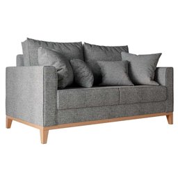 Sofá 2 Lugares Beny Base de Madeira Linho Cotton Cinza Rr - 4