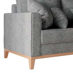 Sofá 2 Lugares Beny Base de Madeira Linho Cotton Cinza Rr - 5