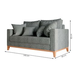 Sofá 2 Lugares Beny Base de Madeira Linho Cotton Cinza Rr - 3