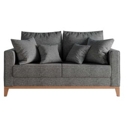 Sofá 2 Lugares Beny Base de Madeira Linho Cotton Cinza Rr - 2
