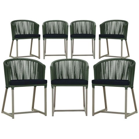 7 Cadeiras de Jantar Área Noronha Fendi E12 Trama Original Verde