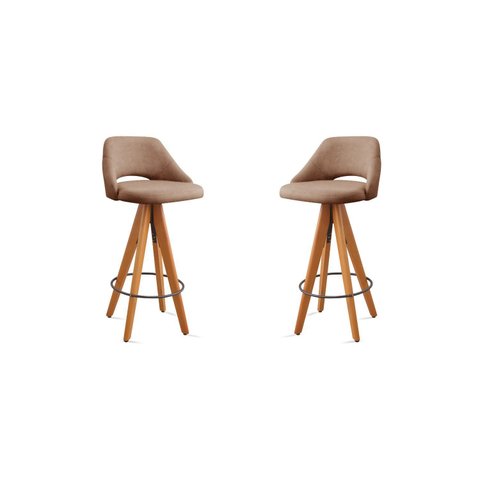 Kit 2 Banquetas Giratórias Estofadas com Encosto Nicole