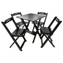 Ver imagem 1 de Conjunto Mesa Dobrável 60x60 com 4 Cadeiras de Madeira Personalizada Jack Preta - Cor: Preto