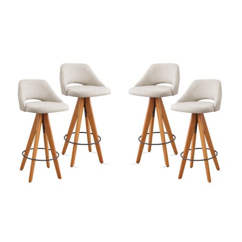 Kit 4 Banquetas Giratórias Estofadas com Encosto Nicole