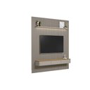 Ver imagem 2 de Rack Bancada C/ Painel P/ Tv até 90 Pol Modular 2.6 Ripado 2 Portas 1 Prat. 258x250cm Tauari/gris