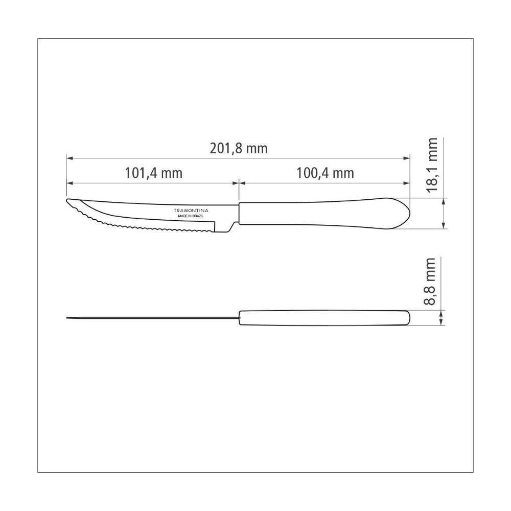 Kit 12 Faca Churrasco Tramontina Leme Inox Vermelho 4 - 2