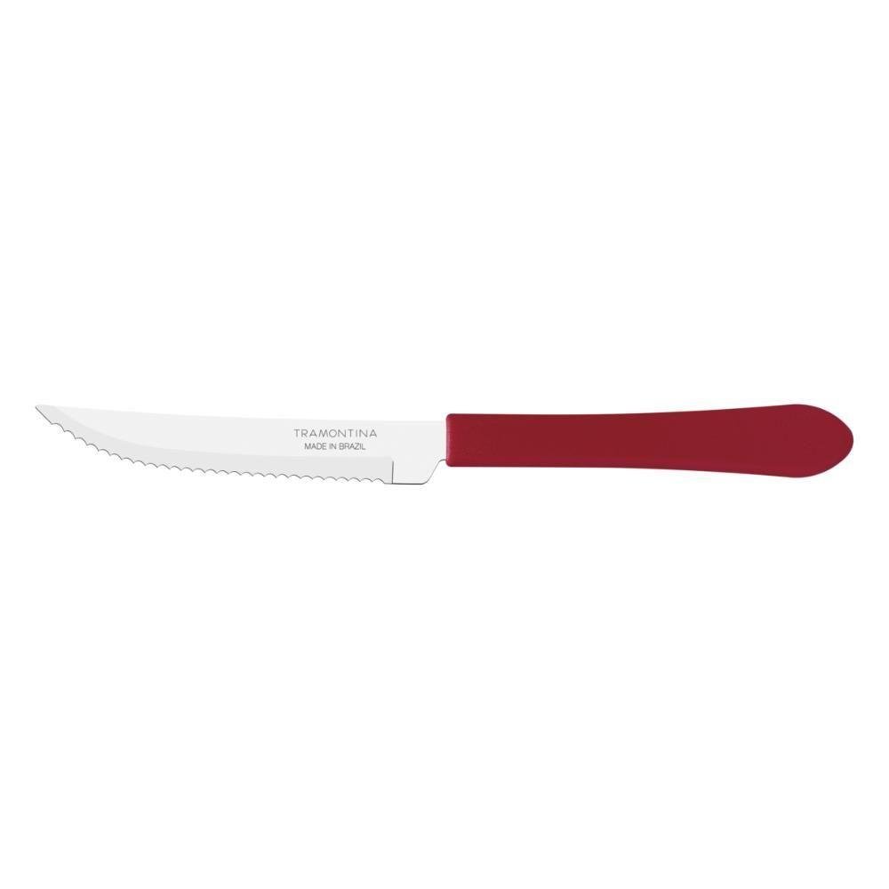 Kit 12 Faca Churrasco Tramontina Leme Inox Vermelho 4 - 1