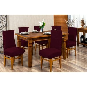 kit capa para cadeira de jantar 6 lugares bordo