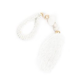 Acessório Decorativo Colar de Mesa Argola com Pedra Quartzo Branco e Dourado - 1