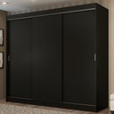 Ver imagem 1 de Guarda-Roupa Casal Madesa Kansas 3 Portas de Correr 3 Gavetas Preto Cor:Preto