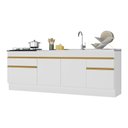 Ver imagem 5 de Kit 2 Balcões Com Rodapé Gabinete Pia E Cooktop Branco