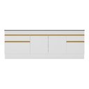 Ver imagem 2 de Kit 2 Balcões Com Rodapé Gabinete Pia E Cooktop Branco