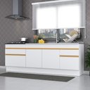 Ver imagem 1 de Kit 2 Balcões Com Rodapé Gabinete Pia E Cooktop Branco