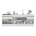 Ver imagem 3 de Kit 2 Balcões Com Rodapé Gabinete Pia E Cooktop Branco
