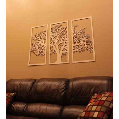 Quadro de Parede Árvore 3 Peças em Mdf