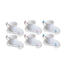 Conjunto de Xícaras para Café com Pires em Porcelana Birds Branco com 12 Peças 90ml Wolff - 1