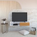 Ver imagem 5 de Rack Suspenso para TV até 50 Polegadas 120cm 1 Porta e 1 Nicho Atena Branco