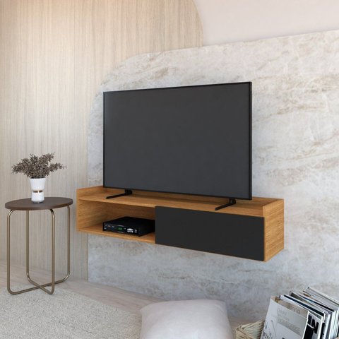 Rack para Tv Suspenso até 50 Polegadas com 1 Porta e 1 Nicho Atena