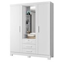 Ver imagem 2 de Guarda Roupa Solteiro Capelinha Premium 3 Portas com Armário Multiuso Max Plus Branco-Zanzini