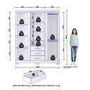 Ver imagem 4 de Guarda Roupa Solteiro Capelinha Premium 3 Portas com Armário Multiuso Max Plus Branco-Zanzini