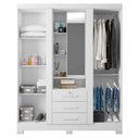 Ver imagem 3 de Guarda Roupa Solteiro Capelinha Premium 3 Portas com Armário Multiuso Max Plus Branco-Zanzini