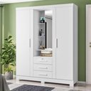 Ver imagem 5 de Guarda Roupa Solteiro Capelinha Premium 3 Portas com Armário Multiuso Max Plus Branco-Zanzini